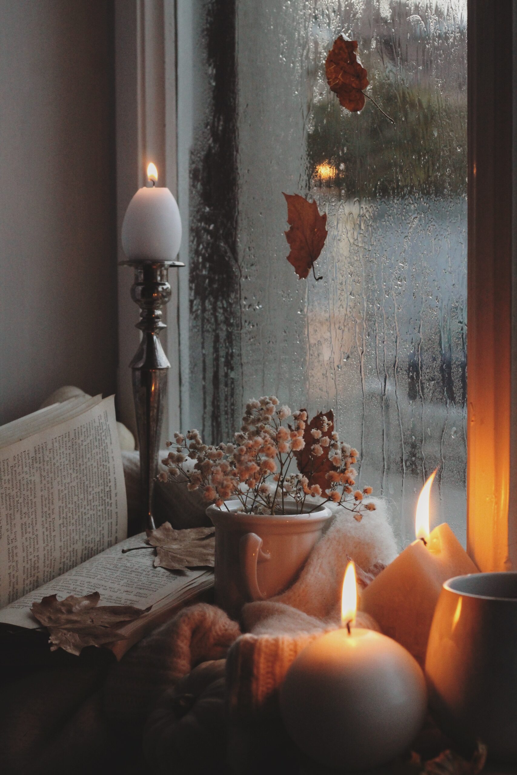 Rainy, wet window of a home