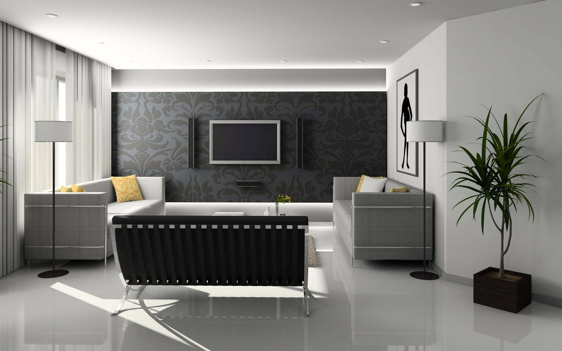 Image of an accent wall in a living room.