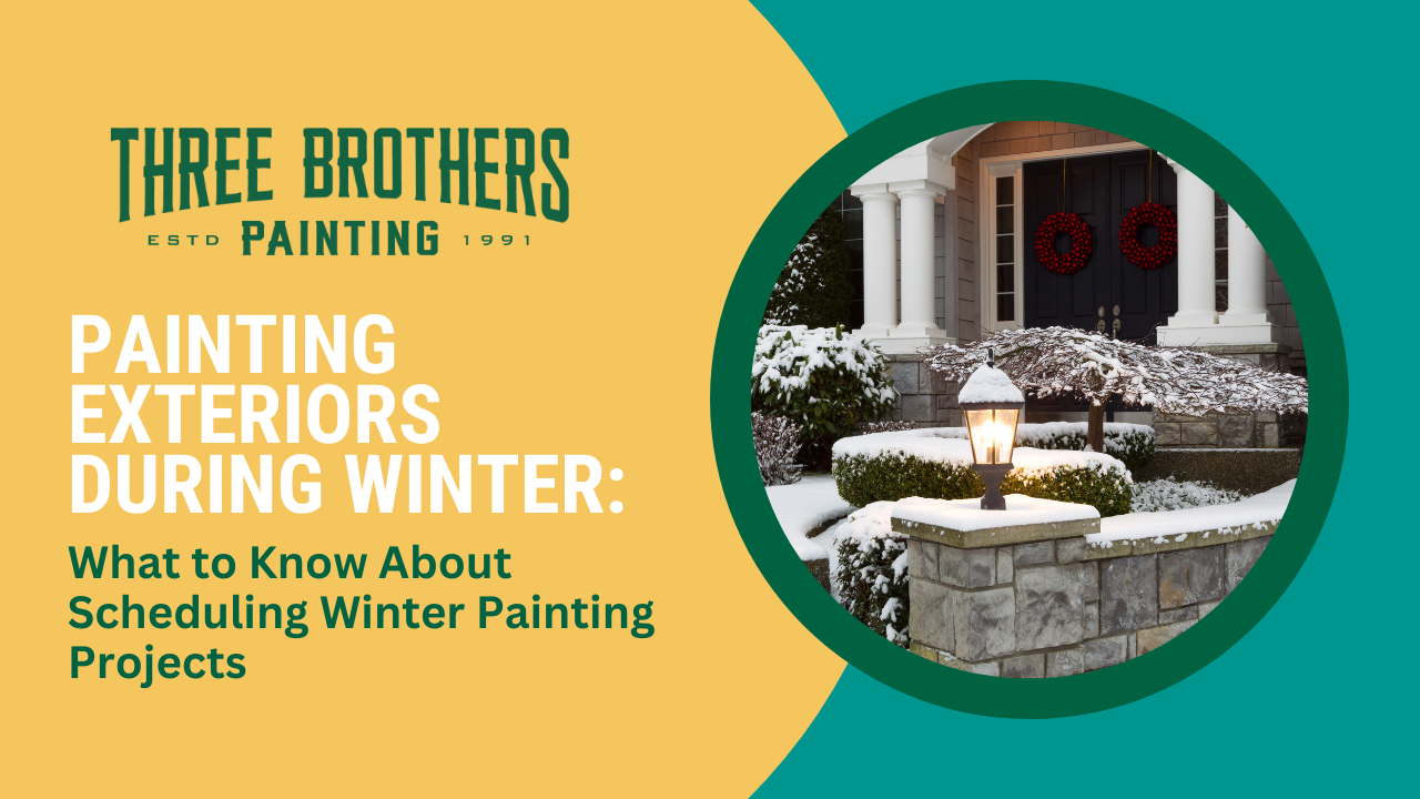 Front steps of a decorated home in winter